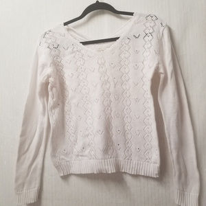 Women's Cream Crochet Crop Sweater Sz S